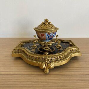 Vintage Imari French Inkpot and Pen Holder
